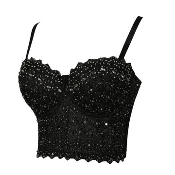Novalie Rhinestone Corset Style Cropped Top - SunsetFashionLA